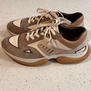 Tory Burch Tory Sport Bubble Suede & Canvas Sneakers Neutral Tan Women’s 10.5